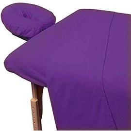 500 Thread-Count Egyptian Cotton 3-Piece Massage Table Spa Sheet Set (1Pc Fitted Sheet,1Pc Flat Sheet & 1Pc Fitted Face Rest Cover) Fit up to 7" Inch Deep Table Fitted Color (Purple)