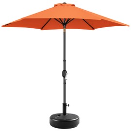 Yaheetech Patio Umbrella with Base Included, 9' Outdoor Umbrellas for Patio with Base, Push Button Tilt and Crank, Sturdy Ribs, Orange