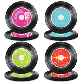 APUXXJUPA CD Paper Plates, Cds & Vinyl Music Party Tableware Rock and Roll Party Decorations for Music Theme Party Supplies Retro Kitchen Decor, 23 x 23 cm (40)