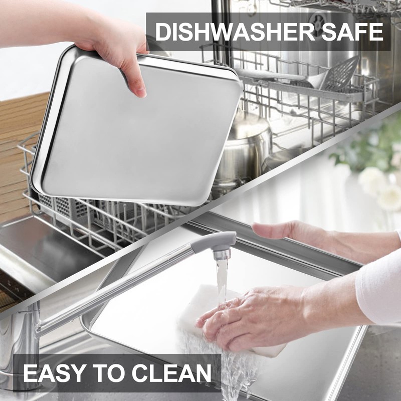 4 Pieces Baking Sheet Set, CEKEE Stainless Steel Cookie Sheets
