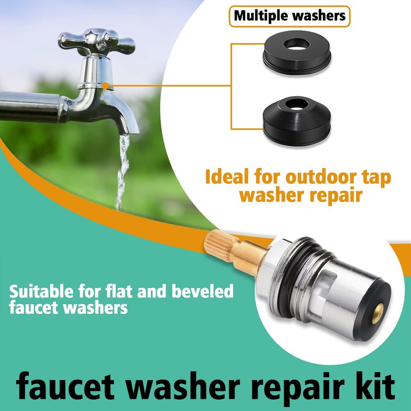 XBVV 106 PCS Faucet Washer Assortment Kit with Assorted Flat