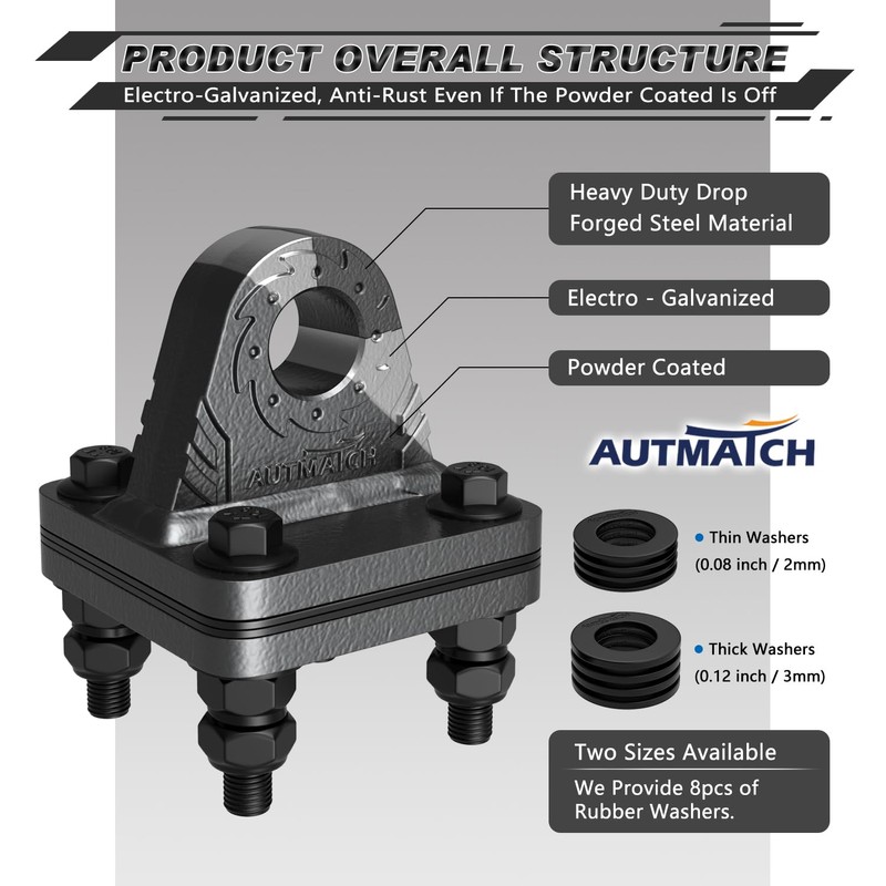 AUTMATCH D Ring Shackle Mount with Backer Plate (2 Pack)