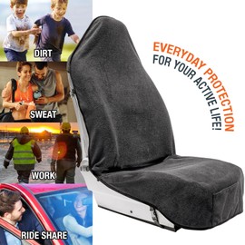 Leadpro Terry Cloth Sweat Towel Seat Cover; Carseat Towel Protector; Great for Gym Workout; Waterproof; Universal Fit for Car SUV Van Truck; EZ fit; Non Slip Grip; Machine Washable; 2pc Grey