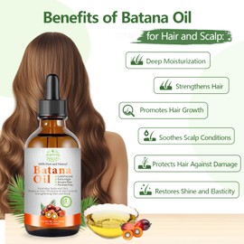 Batana Oil for Hair Growth Organic Raw Batana Hair Oil Natural Cold Pressed Pure Glass Bottle Oils to Thicken Brows, Repair Hair & Scalp, Fights Frizz, All Hair Types (2 fl oz) by MMPANG