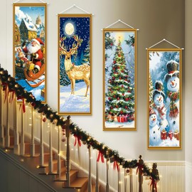 4 Packs Christmas Banners Porch Signs (A)