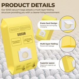 Vacuum Cleaner Bags Replacement for Kenmore Canister Type C/Q 5055, 50555, 50557, 50558, 200 Series, 400 Series, 600 Series, 700 Series, 800 Series and Pana·sonic Type C-5, C-18 Series Vacuum, 15 Pack