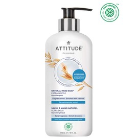ATTITUDE Unscented Hand Soap, For Dry, Itchy & Sensitive Skin, Dermatologist-tested & Hypoallergenic, EWG Verified, Vegan & Cruelty-free Hand Wash, Fragrance-Free, 16 Fl. Oz.