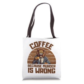 Coffee Saying Lion Wearing Suit Funny Seller Design Tote Bag