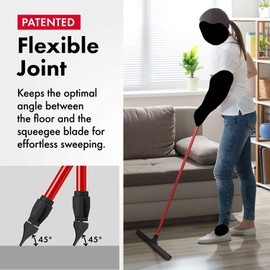 Heavy-Duty Floor Squeegee - Large 24" Wide Blade & 55" 1PC Long Handle Professional Grade Concrete, Garage & Commercial Rubber Squeegee Broom Floor Cleaner - Wood, Tile, Shower, Glass, Deck, Window