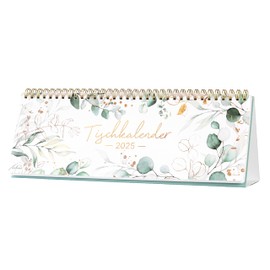 Desk Calendar 2025 - Weekly Calendar 2025 from January 2025 to December 2025, 1 Week 2 Pages, Can Stand or Lie Flat, 29.5 x 10.5 cm, Green