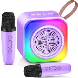 Kids Karaoke Machine 2 Microphones - Birthday Gift for Girls Boys Kids - Portable Mini Karaoke Machine with Wireless Microphones Portable Music Toys for 3-12 Year Old Boy Girls