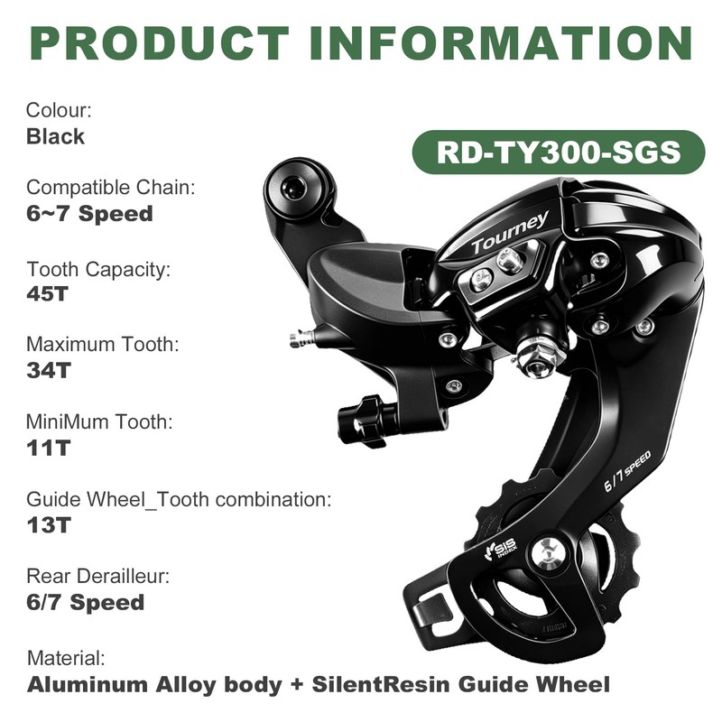 VERKSTAD Bike Rear Derailleur Tourney RD-TY300 6/7 Speed Derailleur Direct