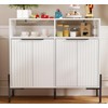 White Buffet Cabinet with Storage, Fluted Storage Cabinet with Doors