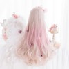 Eileen Long Curls, Beige x Pink Wig, Perm, Full Wig,