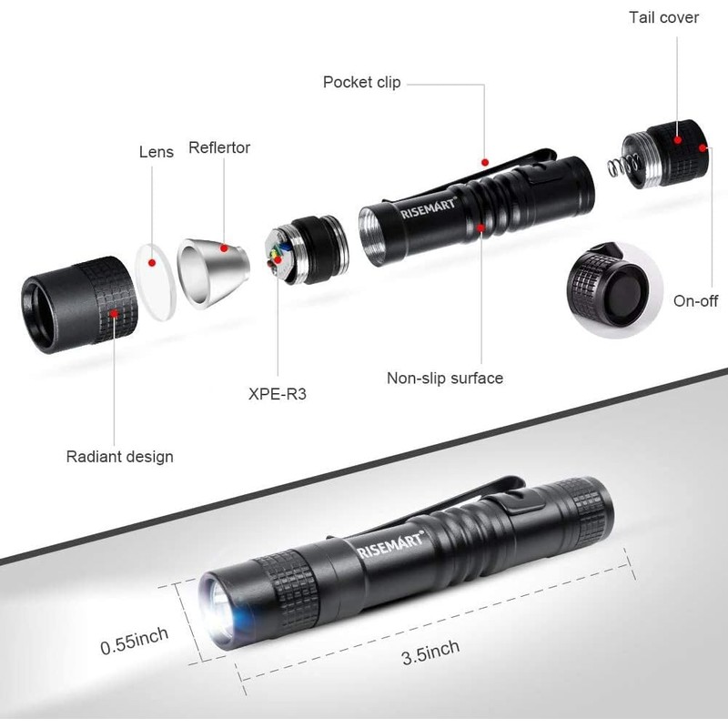RISEMART Super Small Mini Flashlight AAA 100 Lumens Ultra Bright