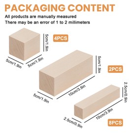 14 Pieces Basswood for Carving: Carving Wood 3 Sizes Carving Blocks, Wooden Blocks for Crafts, Wooden Blocks Carving Kit, Linden Wood Carving, Wood Carving Set for Beginners and Professionals