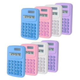 Basic Calculator Digit Silicone Button Desktop Calculator (4 Colors, Set of 8) (C, Pack of 8)