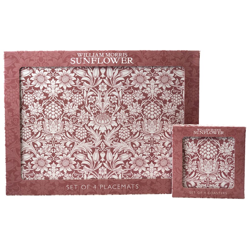 Hardback Placemats & Coasters - William Morris Sunflower - Set