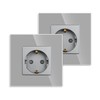 JIMEIDA Single Socket in Grey, 16 Amp Glass Schuko Sockets,
