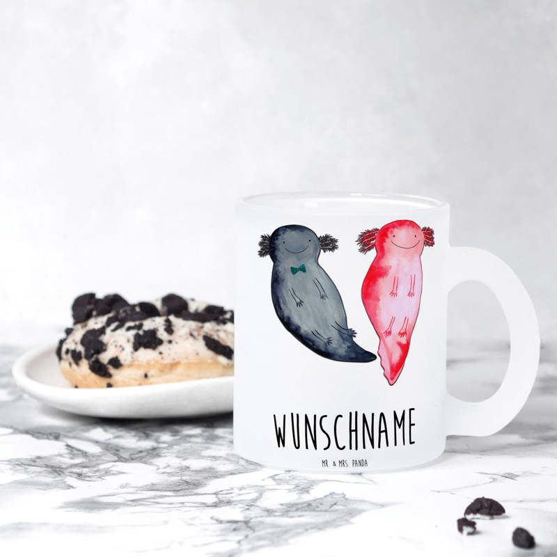 Mr. & Mrs. Panda Personalisierte Teetasse Axolotl Liebe - Personalisierte