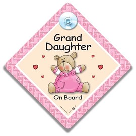 Granddaughter on Board, Car Sign, Pink Quilt, Baby on Board Sign, Baby on Board, Bumper Sticker Style, Baby Car Sign, Baby Girl in Car Sign, Grandchild on Board Sign