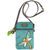 Chala teléfono Celular Bolso Crossbody Pleather Convertible Libélula Turquesa