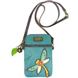 Chala teléfono Celular Bolso Crossbody Pleather Convertible Libélula Turquesa