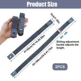 LANAFAY 2 Packs No Buckle Belt for Men Women, Invisible Elastic Belt, Adjustable Buckle Free Stretch Belt, No Show Elasticated Belt, Buckless Waist Belt Up to 41" for Jeans Pants（Blue）