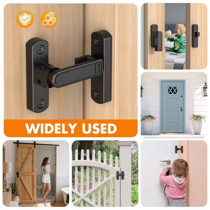 Barn Door Lock, 90/180 Degree Door Latch, Adjustable Lock Height