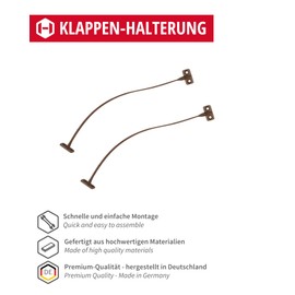 Gedotec H3951 Furniture Door Flap Bracket for Clothes Cupboard Flap Holder Kitchen - H3951 | Holder Plastic Brown | 200 mm | Pack of 2 - Flap Rope for Cabinet Doors & Bar Compartments