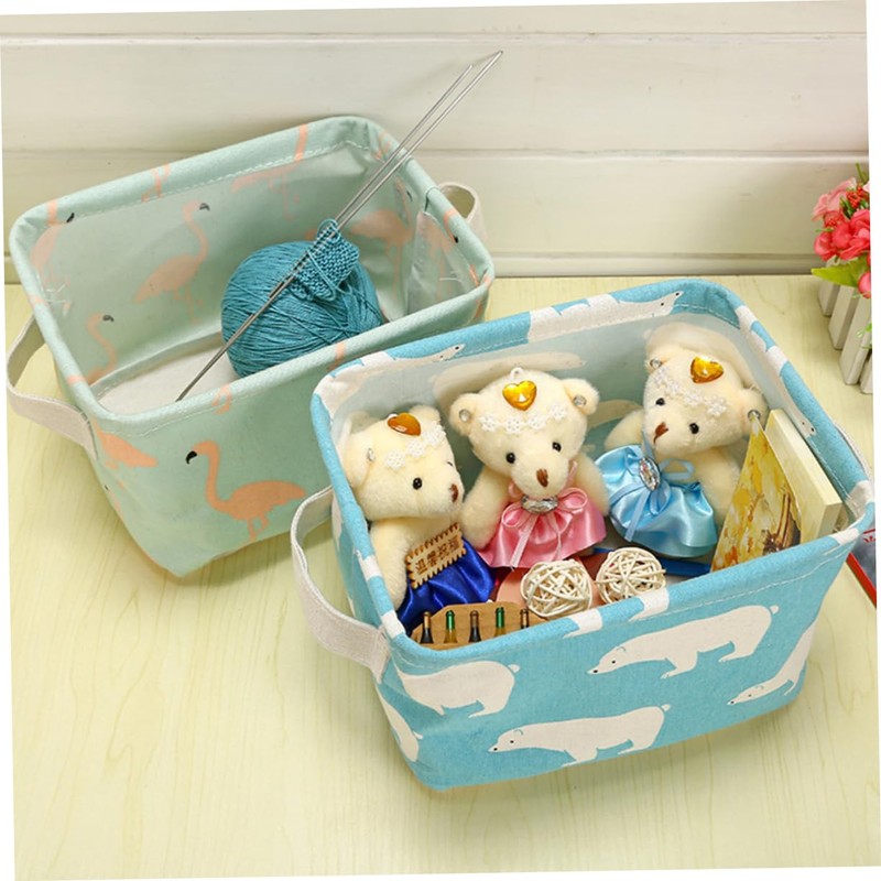 LABRIMP Flamingo Fabric Storage Bins with Handles Foldable Organizer for