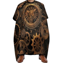 Steampunk Gears Professional Barber Cape Polyester Hair Cutting Salon Cape Water Stain Resistant Apron Cutting Hair Beard Hairdressing Cape Anti-Static Haircut 56.7×66.9 Inch (1 Pack)