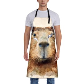 Turamurra Capybara Apron for Men Women, Kitchen Cooking Bib with Adjustable Neck and Front Pocket, Animal Chef Apron for Home, BBQ, Baking, Gardening, Gifts for Mom Dad