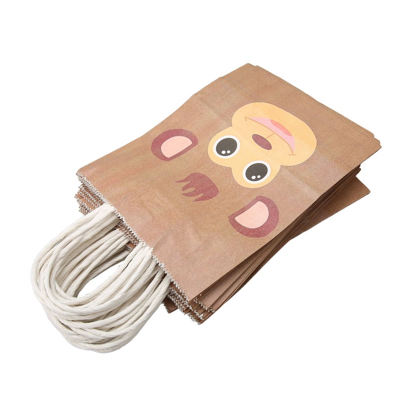 25Pcs Kraft Paper Gift Bag Animal Pattern Multipurpose Kraft Bag
