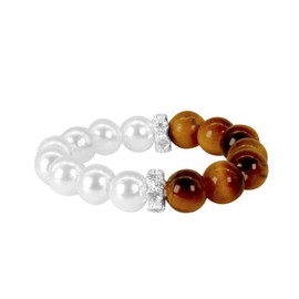 ZENGSING Elastic Natural Stone Ring for Women Adjustable Rings Made of Crystal Beads Ring Made of Natural Stone Beads Elastic Pearl Ring Gemstone Pearl Stackable Ring for Women Girls, Crystal, No