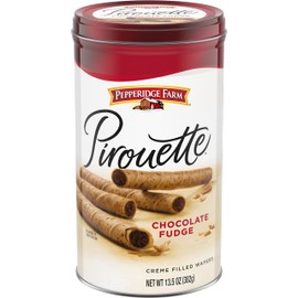 Pepperidge Farm Pirouette Cookies, Chocolate Fudge Créme Filled Wafers, 13.5 Oz Tin