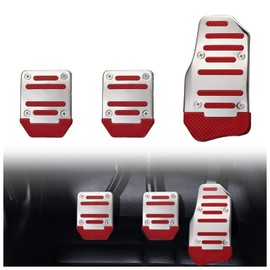 XIMINZ 3PCS Anti Slip Car Foot Pedal Cover Kits, Aluminum Alloy Car Brake & Clutch Pedal Covers, Sport Style Pedal Accessories, Accelerator Pedal Pads Set Fit for Manual Transmission Car, Red