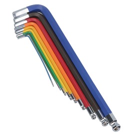 AB Tools 9pc Extra-Long mm Allen Hex Ball Ended Keys Multicoloured with Holder 1.5-10mm