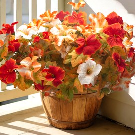 Fall Flowers, 4Pcs UV Resistant Artificial Outdoor Petunias for Decor