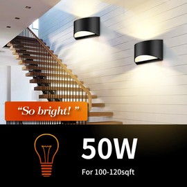 BLUEYE Battery Operated Wall Sconce,Remote Control,Soft Warm 2700K-6000K,Cast Aluminum,Rechargeable,50W Equivalent Lamp,No Flicker,600Lumens,Dimmable,Black,Set of Two for Non-Hardwired,1Pack