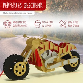 Lin-Pop Up 3D Greeting Cards Birthday Cards Voucher Motorcycle Motorbike Voucher Cards (Large)