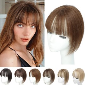 Hair Topper for Women with Bangs 360 Hair Toppers for Thinning Hair Brown Hair extensions Human Hair with Fringe Clip in Hair Pieces