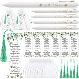 Geyoga 50 Sets Baby Shower Bookmark Favors 50 Baby Shower Pen It's a Girl Ballpoint Pen 50 Bookmarks and Organza Bags Favors for Guests Prizes Girl Boy Gender Reveal(White)