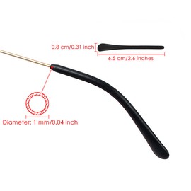 DS. DISTINCTIVE STYLE Eyeglass Metal Frame End Tips 6 Pairs Silicone Ear Sock Pieces Tubes Anti-slip Replacement Glasses Ear Cushion for Thin Metal Eyeglass Legs - Black