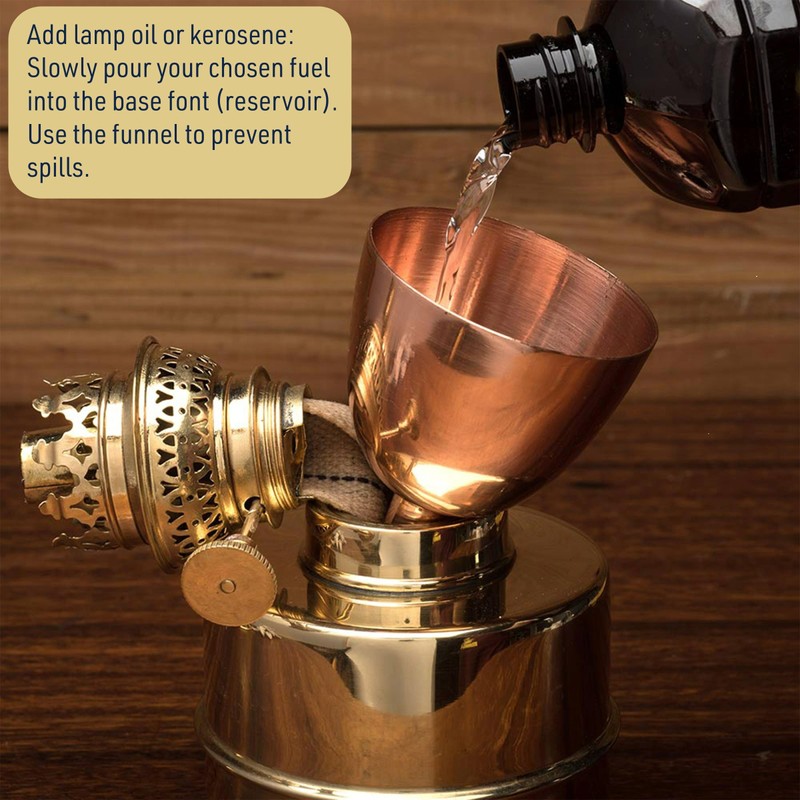Brass Oil Lamp - 13” Extra-Bright Hurricane Lamp with Antique-Style