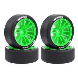 12mm Hex 66 * 26mm Tires Wheels for 1/10 LC PTG-2R Tamiya 1/10 XV01 xv02 HSP MJX 10303 10304 xts-s10/ Rally Ford (Green B)