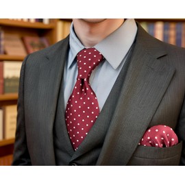 'Shlax & Wing Red Dots Maroon Wedding Multi Coloured Men's Tie Fashion 57.5 Extra Long 63 " -