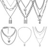Floatdream 6 Pieces Necklace, Chain Set, Punk Chain Necklace, for