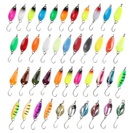 Spinner Blinker Set, 43 Pieces Trout Bait, Spoons Trout Set 2 g / 2.5 g / 3 g / 3.2 g / 3.5 g Spoon Bait, Trout Spoon Single Hook Set with Box for Pike, Zander, Perch, Trout
