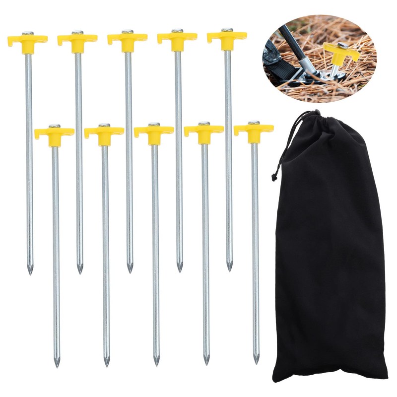 CORHAD Camping Tent Stakes Large Head 10pcs Steel Ground Nails